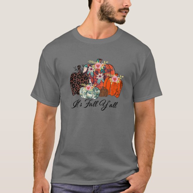 Fall Pumpkins Leopard It's Fall Y'all Leopard Pump T-Shirt (Front)