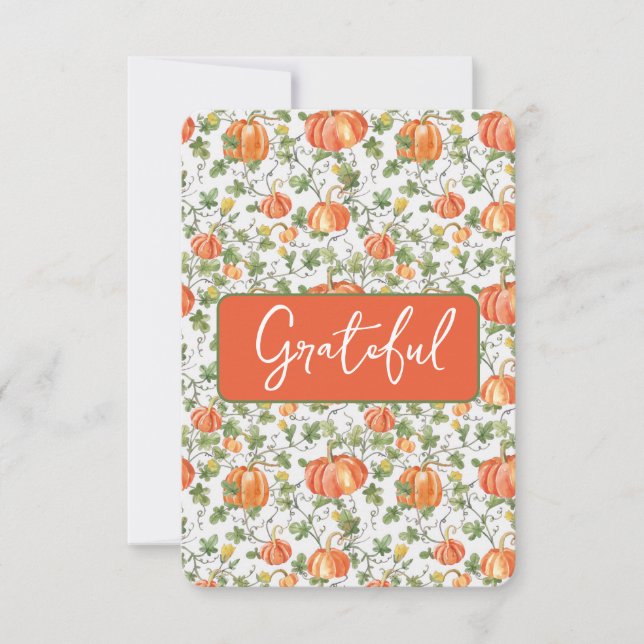Fall Pumpkins on the Vine Thank You Card (Front)