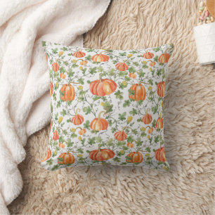 Fall Pumpkins on the Vine Throw Pillow
