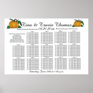 Fall Pumpkins Party Wedding Guests Seating Charts