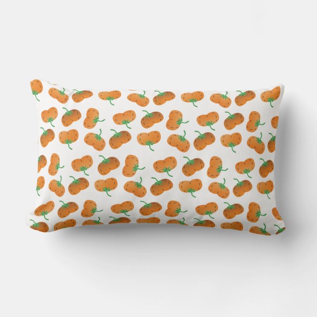 Fall Pumpkins Pattern Harvest Orange Lumbar Pillow (Front)
