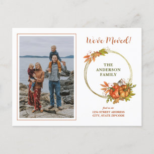 Fall Pumpkins Photo We Have Moved New Home Announcement Postcard