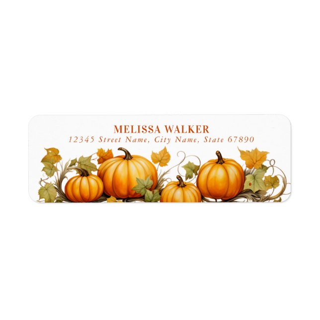 Fall Pumpkins Return Address Labels (Front)