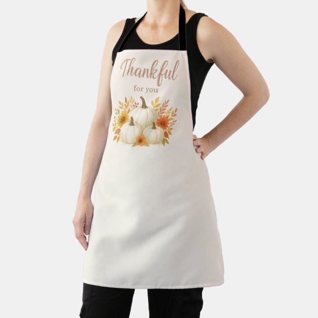 Fall Pumpkins & Sunflowers | Elegant Thanksgiving Apron (Insitu)