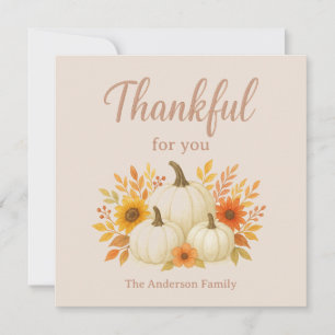 Fall Pumpkins & Sunflowers Elegant Thanksgiving Holiday Card