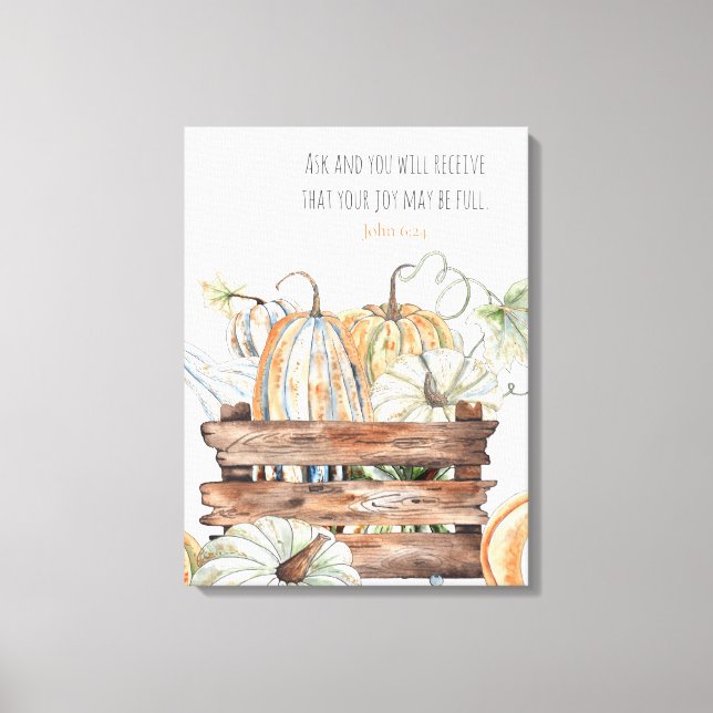 Fall Pumpkins With Bible Verse Canvas Print (Front)