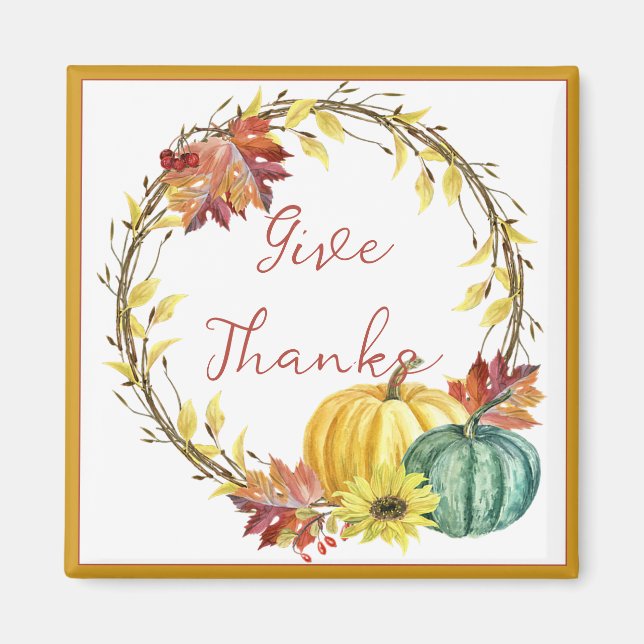 Fall pumpkins wreath with custom text   magnet (Front)