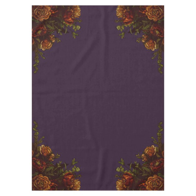 Fall Purple Rustic Orange Wedding Elegant Gothic Tablecloth (Front)