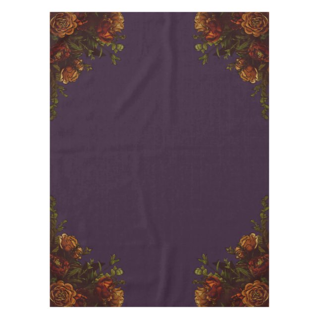 Fall Purple Rustic Orange Wedding Elegant Gothic Tablecloth (Front)