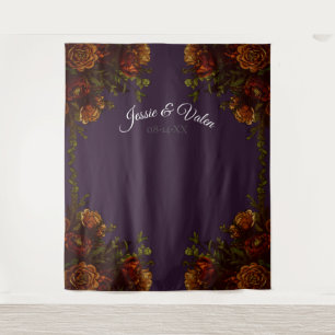 Fall Purple Rustic Orange Wedding Elegant Gothic Tapestry
