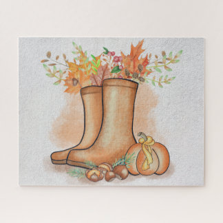 Fall Puzzle, Thanksgiving Boots, Difficult Jigsaw Puzzle