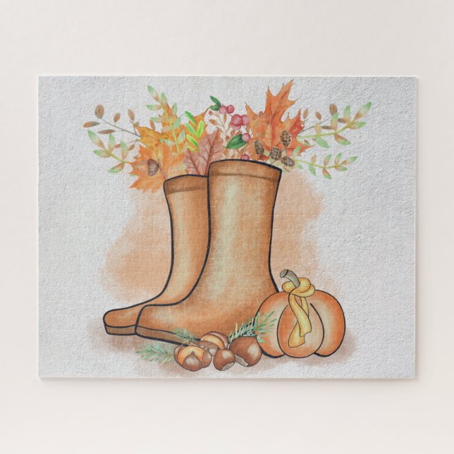 Fall Puzzle, Thanksgiving Boots, Difficult Jigsaw Puzzle (Horizontal)