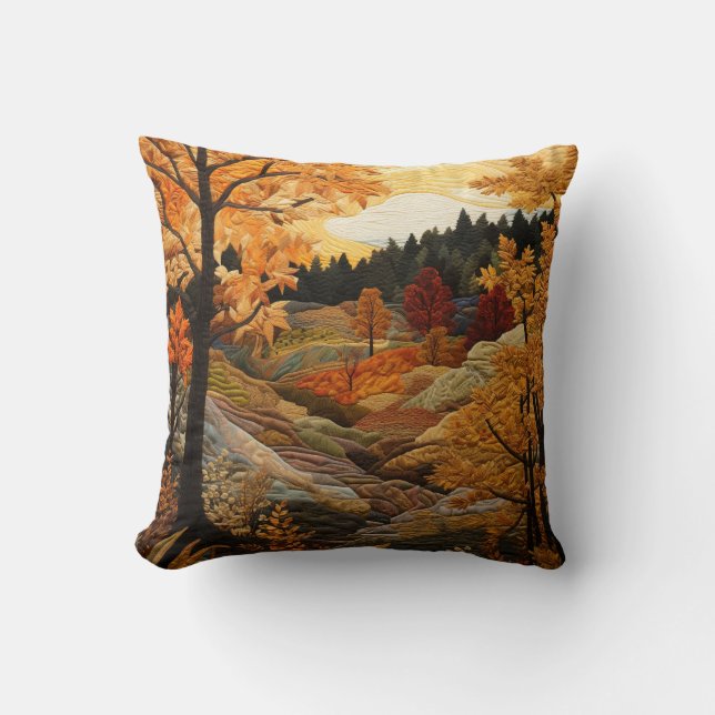 Fall Quilt Throw Pillow (Front)