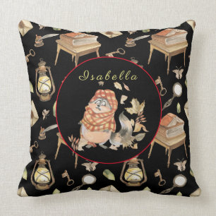 Fall Raccoon Customize Text, Colour 20"X20" Throw Pillow