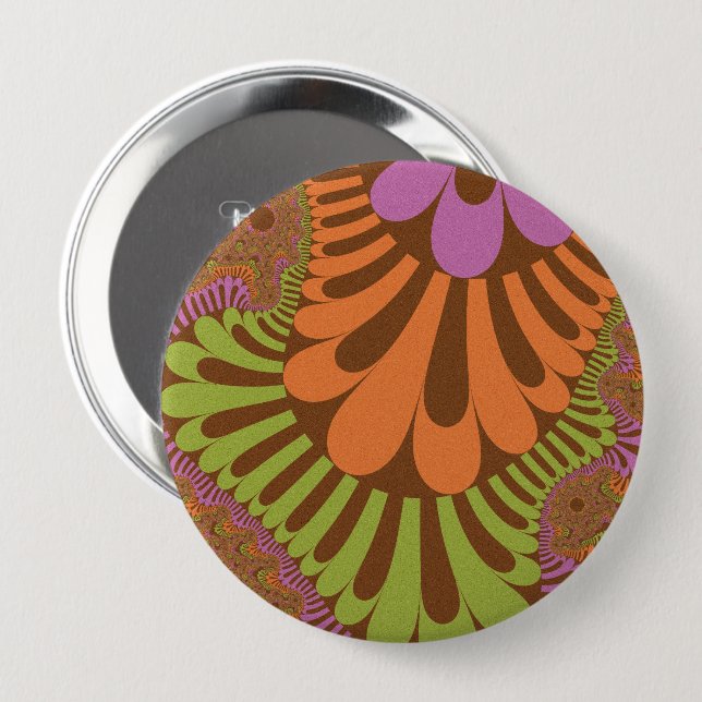 Fall Rainbow Loop 4 Inch Round Button (Front & Back)