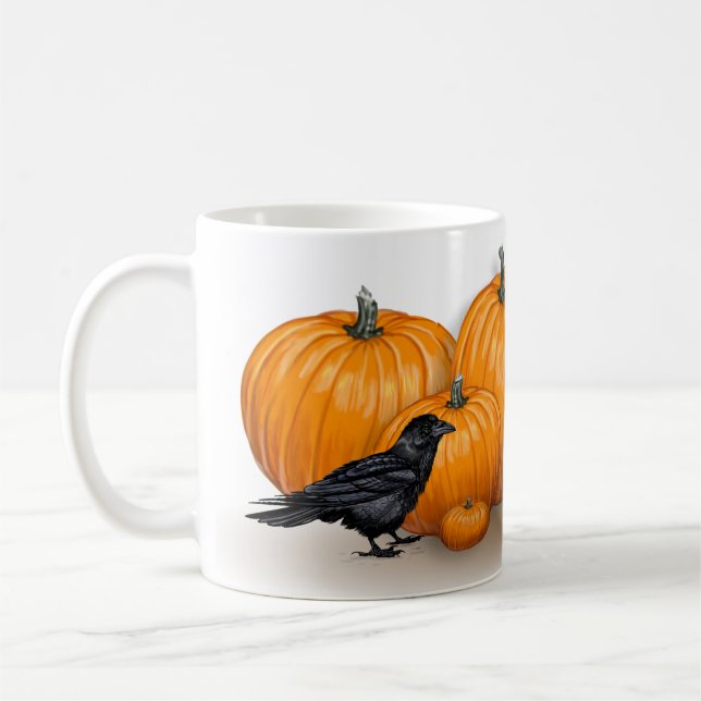 Fall ravens and pumpkins coffee mug (Left)