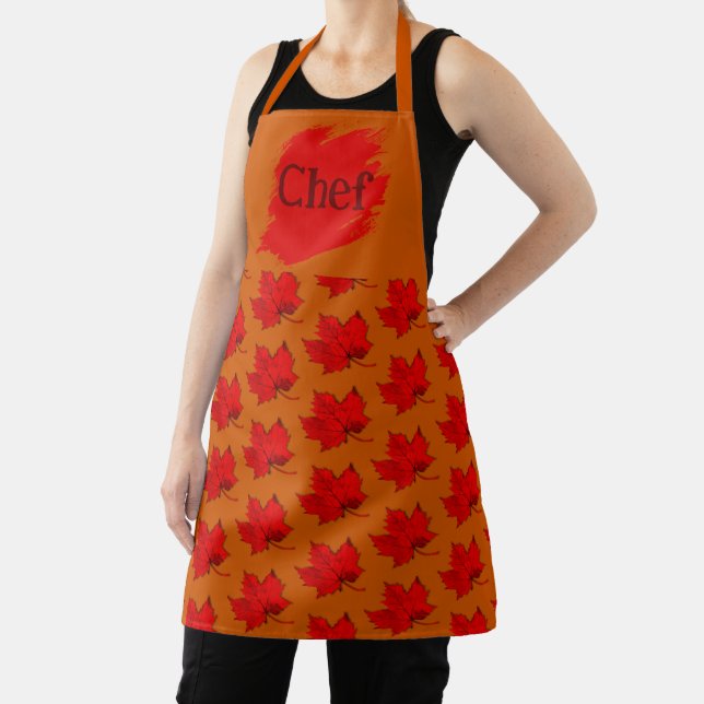 Fall Red Leaves All-Over Print Chef Apron (Insitu)