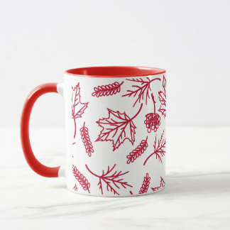 Fall Red Leaves Outline Two-Tone Mugs