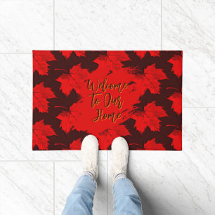Fall Red Leaves Welcome Home Doormat