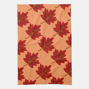 Fall Red Maple Leaf Kitchen Towel