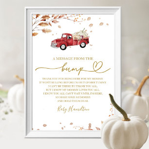 Fall Red Truck Message From The Bump Baby Sign