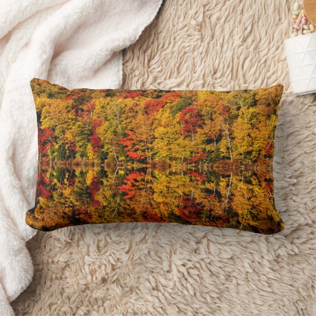 Fall Reflection on Russell Pond | New Hampshire Lumbar Pillow (Blanket)