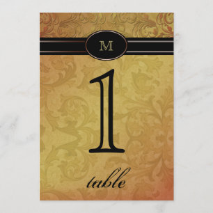 Fall Regency Black Gold Anniversary Table Number