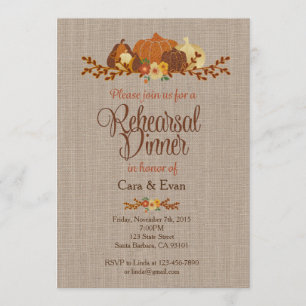 Fall Rehearsal Dinner Invitation- Rustic Pumpkin Invitation