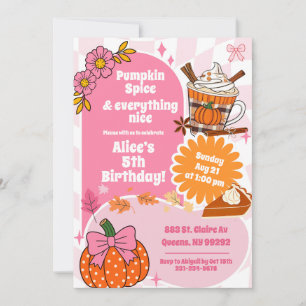 Fall Retro Pumpkin spice and everything nice Invitation