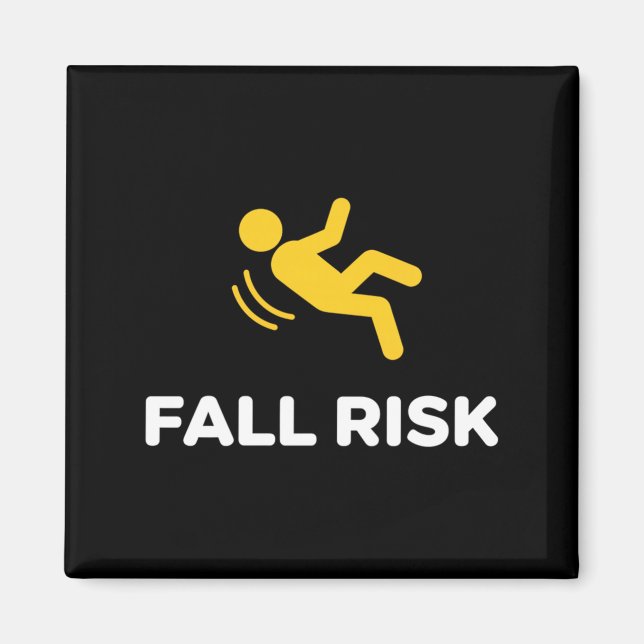 Fall Risk Funny Safety Humour Sign Falling Icon Magnet (Front)