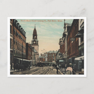 Fall River MA, North Main St View 1910 Postcard