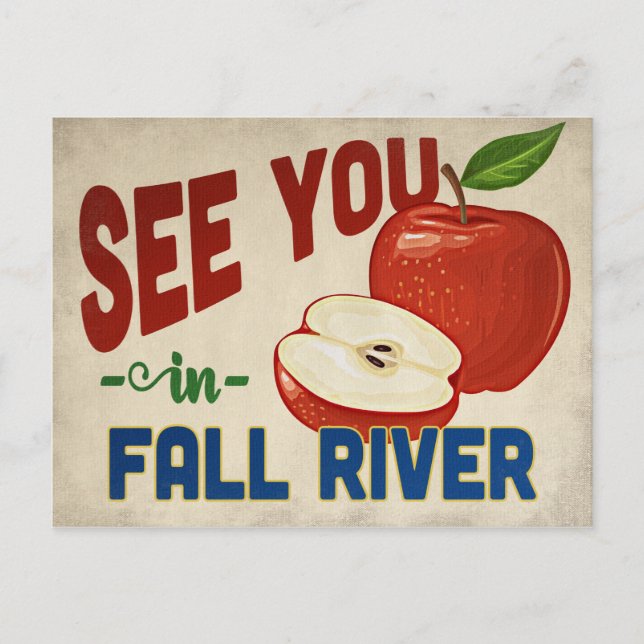 Fall River Massachusetts Apple - Vintage Travel Postcard (Front)
