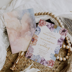 Fall Romantic  Bohemian Elegant Wedding  Invitation