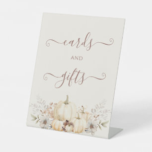 Fall Romantic Pumpkins 'Cards And Gifts'  Pedestal Sign