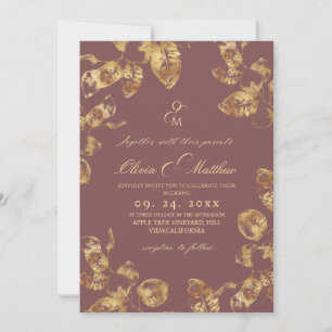 Fall Rose Brown  Wedding Invitation