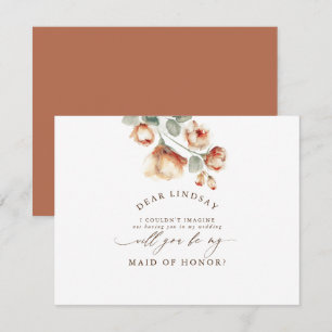 Fall Rose Floral Bridesmaid - Maid of Honour Invitation