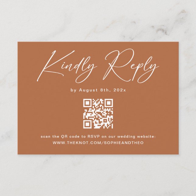 Fall Rust Burnt Orange Wedding RSVP Enclosure Card (Front)