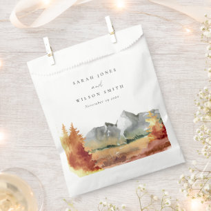 Fall Rust Orange Mountain Trees Foliage Wedding Favour Bag