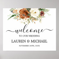 Fall Rust Watercolor Wedding Welcome sign
