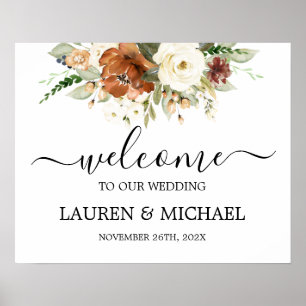 Fall Rust Watercolor Wedding Welcome sign