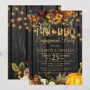 Fall rustic barn wood I do bbq engagement party Invitation
