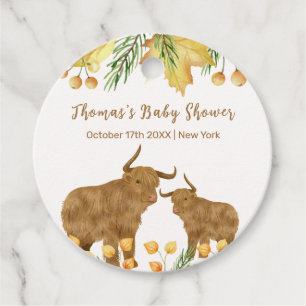Fall Rustic Boho Highland Cow Baby Shower  Favour Tags