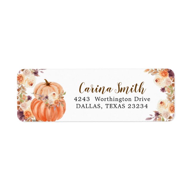 Fall Rustic Boho Pumpkin Onederful Address Label (Front)