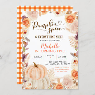 Fall Rustic Boho Pumpkin Spice and Everything Nice Invitation