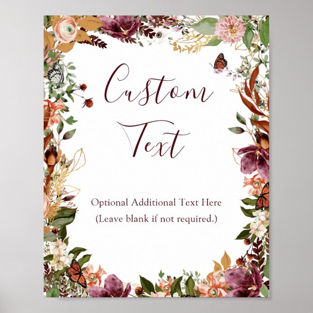 Fall Rustic Botanical Bridal Shower Sign (Front)