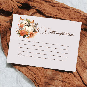 Fall Rustic Bridal Shower Date Game Enclosure Card