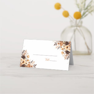 Fall Rustic Brown and Ivory Rose Country Wedding Place Card