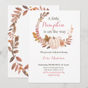 Fall Rustic Floral Pumpkin baby shower Invitation