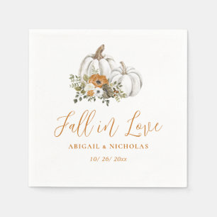 Fall Rustic Floral Pumpkin Wedding Napkins