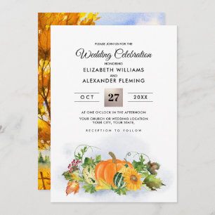 Fall Rustic Landscape   Autumn Harvest Wedding Invitation
